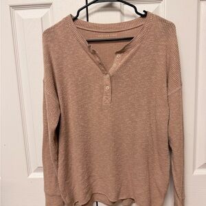 American Eagle Outfitters Women's Ribbed Long Sleeve Henley